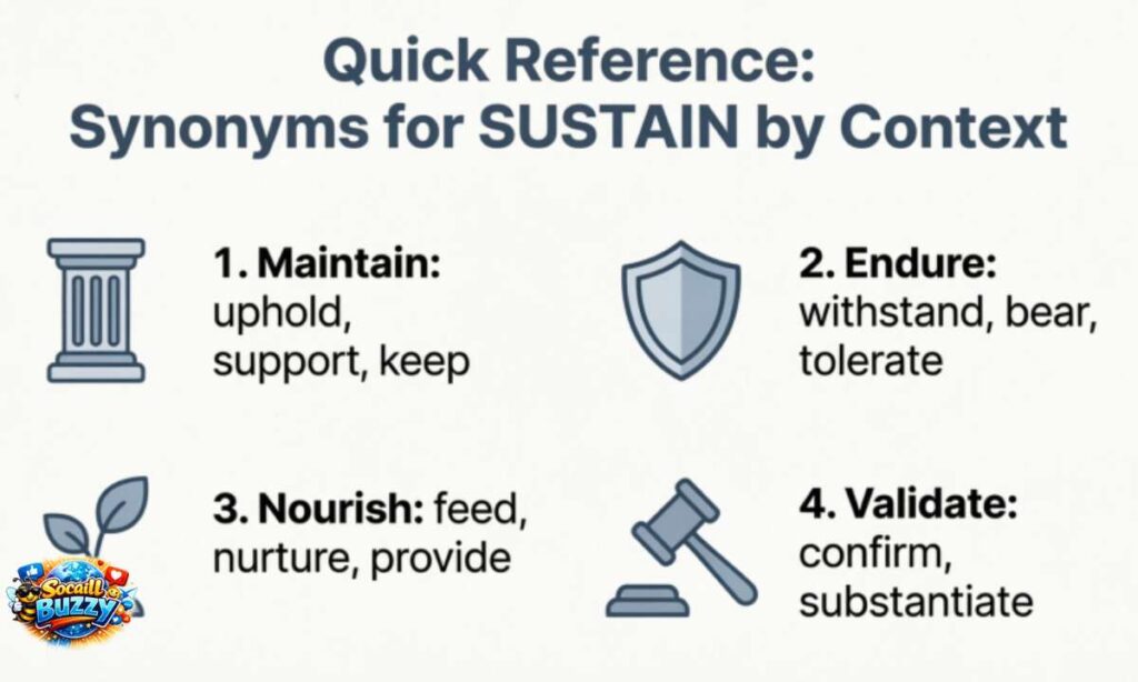 Quick Reference Synonyms for Sustain by Context